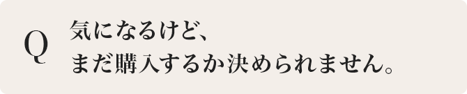 気になるけど、まだ購⼊するか決められません。